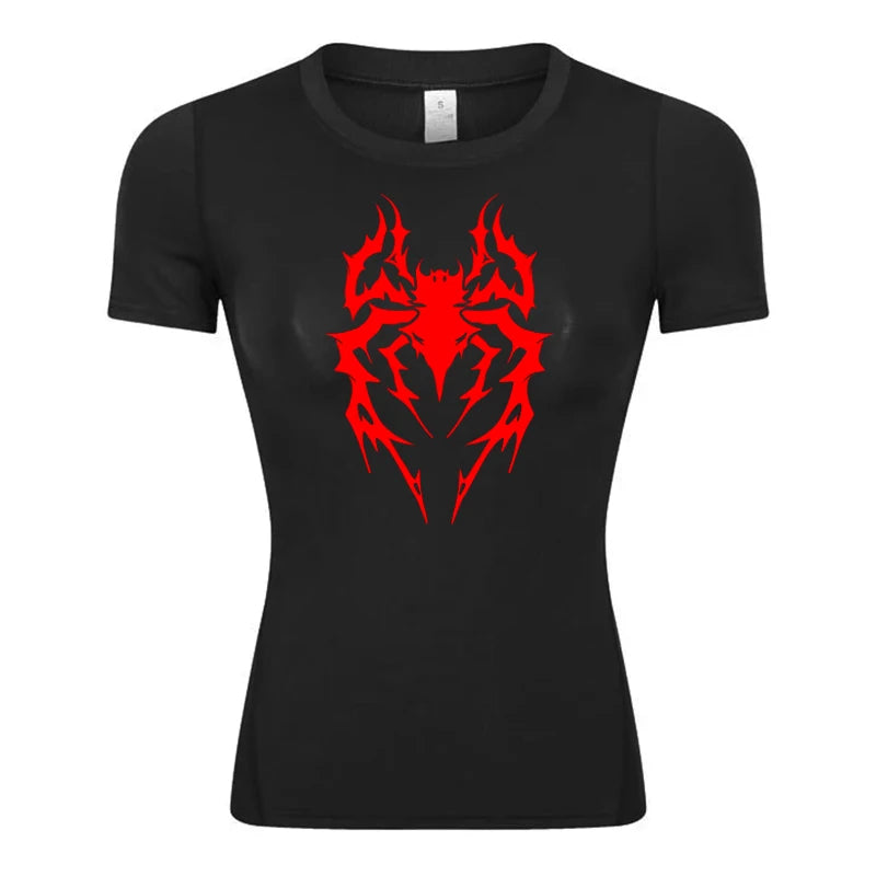 Women's Spider Print Compression Shirt - Image 10