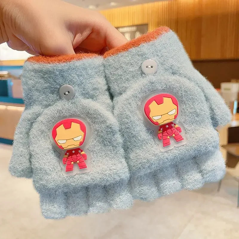 Marvel Comics Spider-Man Iron Man Children's Flip-Up Half-Finger Five-Finger Gloves - Image 7