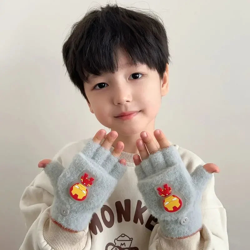 Marvel Comics Spider-Man Iron Man Children's Flip-Up Half-Finger Five-Finger Gloves - Image 4