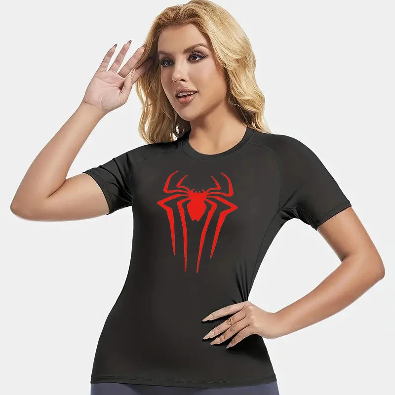 Women's Spider Print Compression Shirt - Image 4